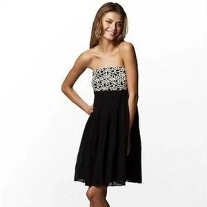 Lilly Pulitzer Jillie Strapless Silk Chiffon Dress in Black Size 2
